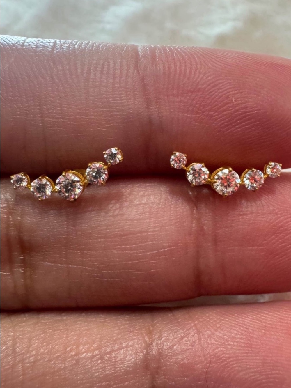 New 18K Solid Gold moissanite lab diamond earrings crawl solid 18k gold earrings